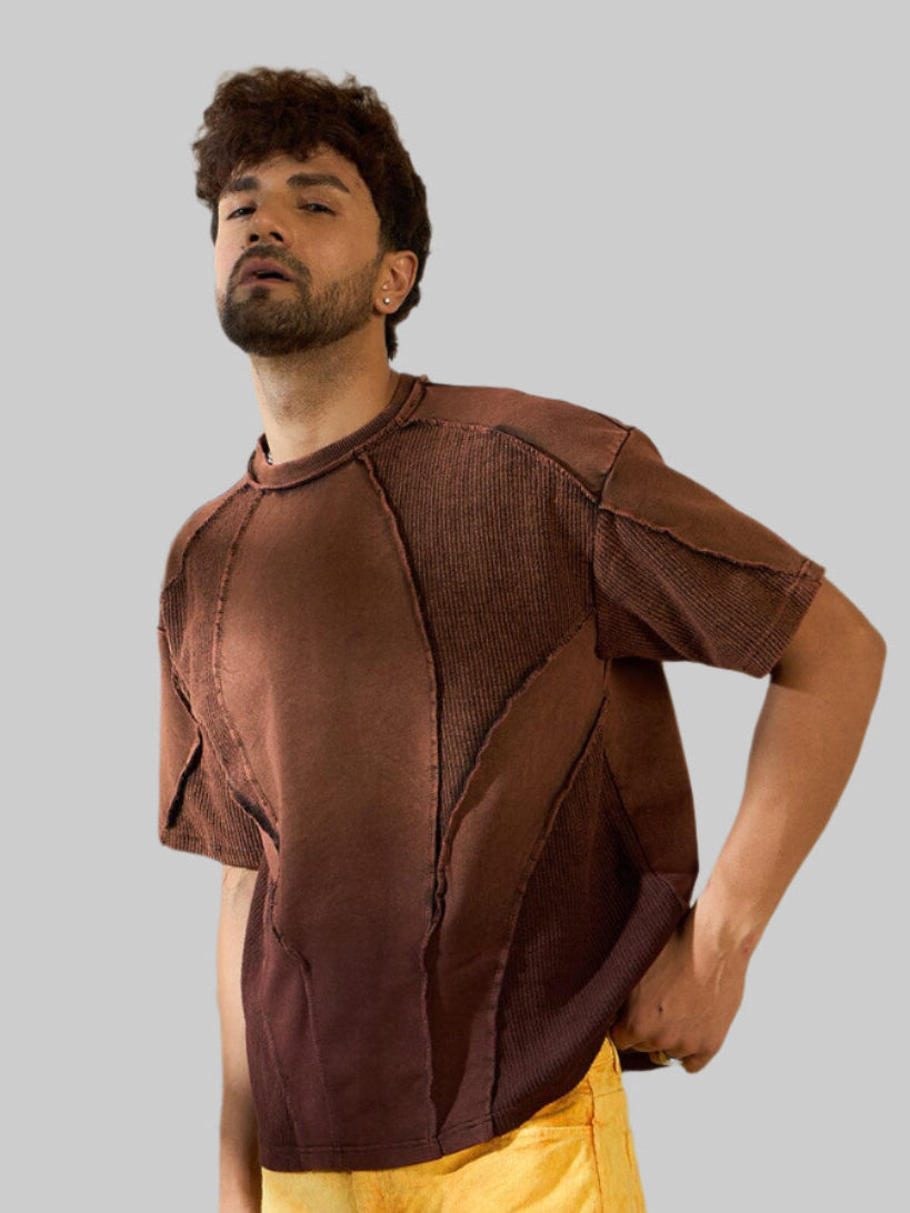 Brown Ombre Cut & Sew Oversized Tshirt