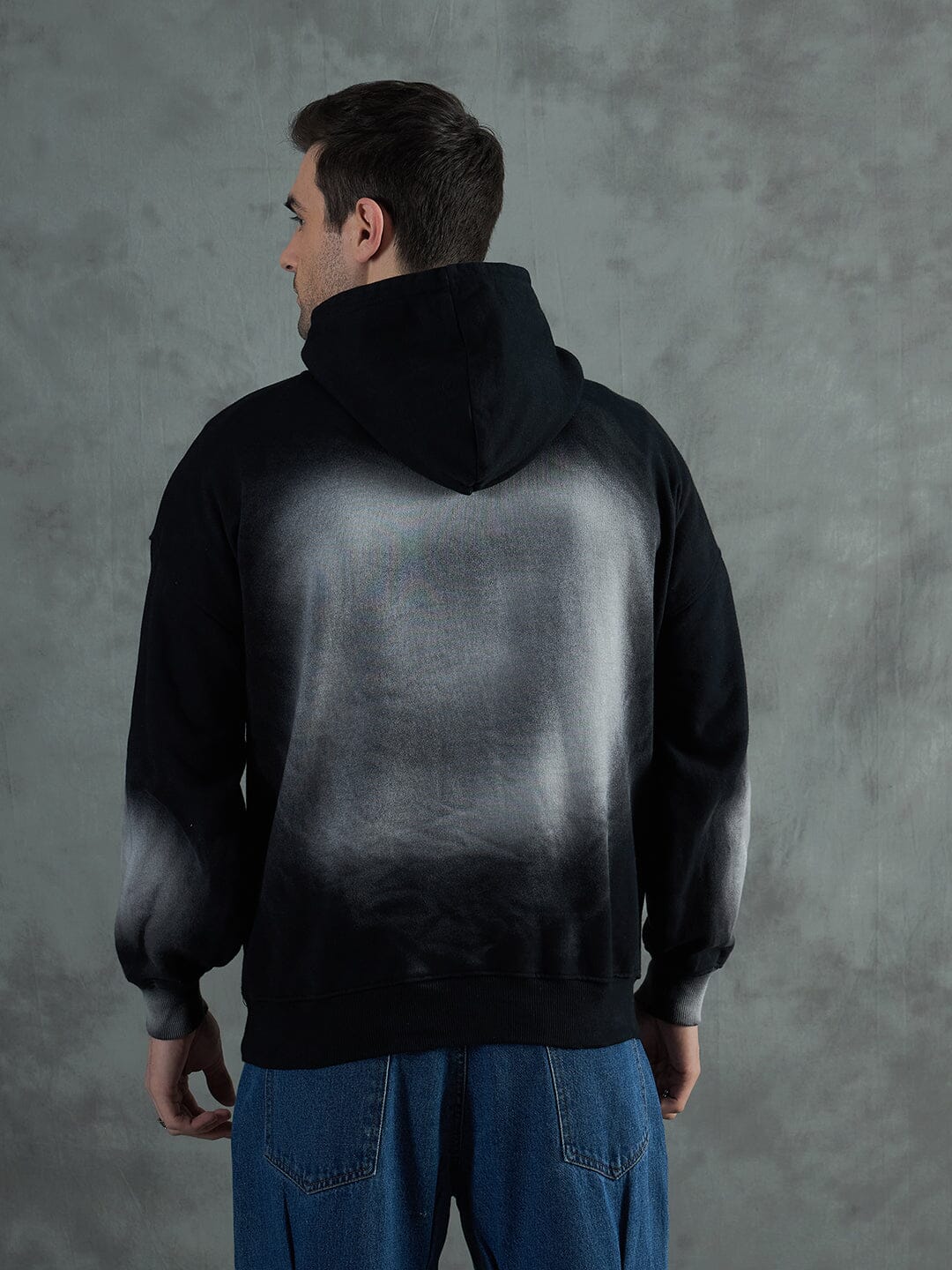 Black Smoke Dyed Oversized Hoodie