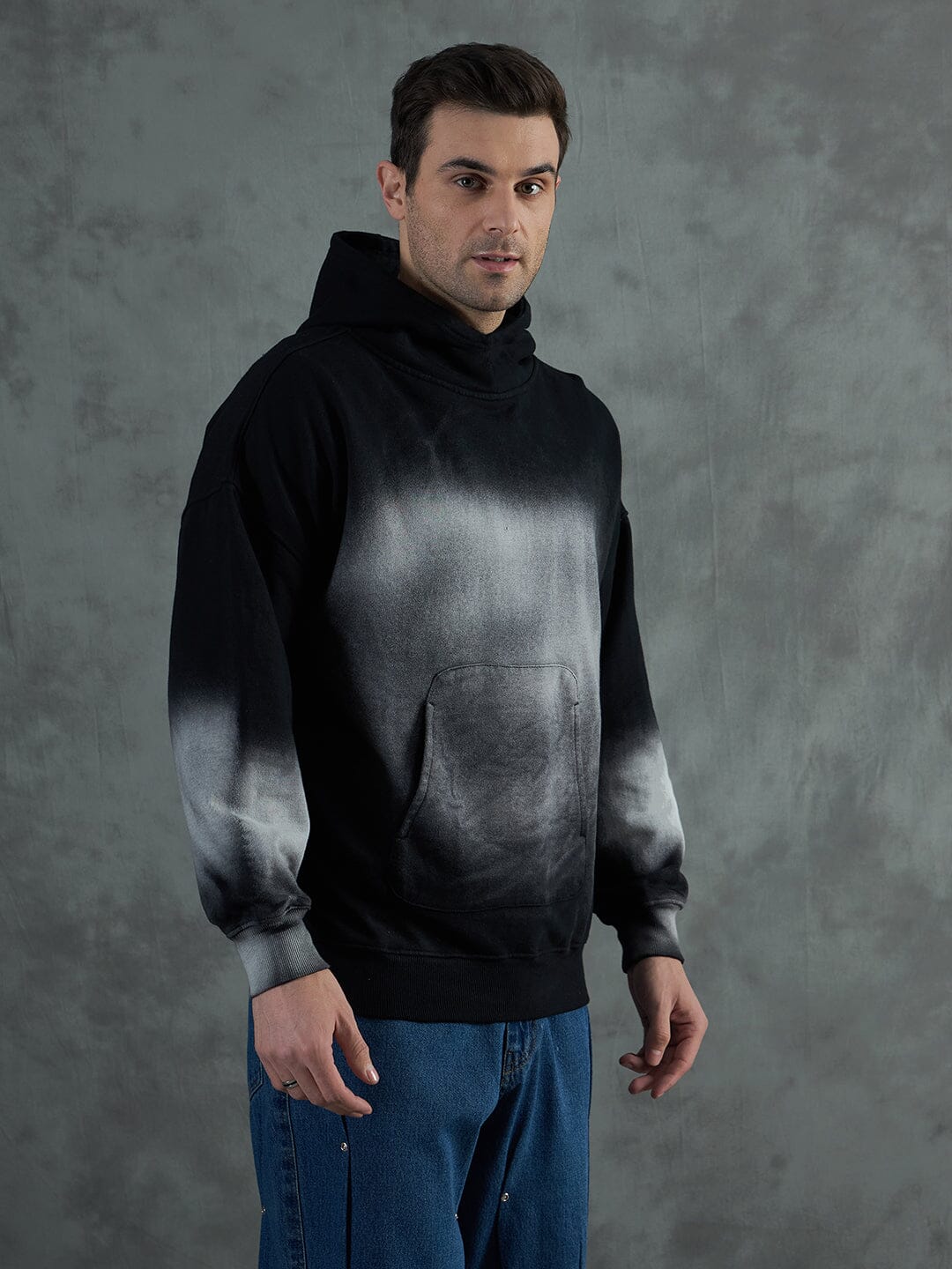Black Smoke Dyed Oversized Hoodie