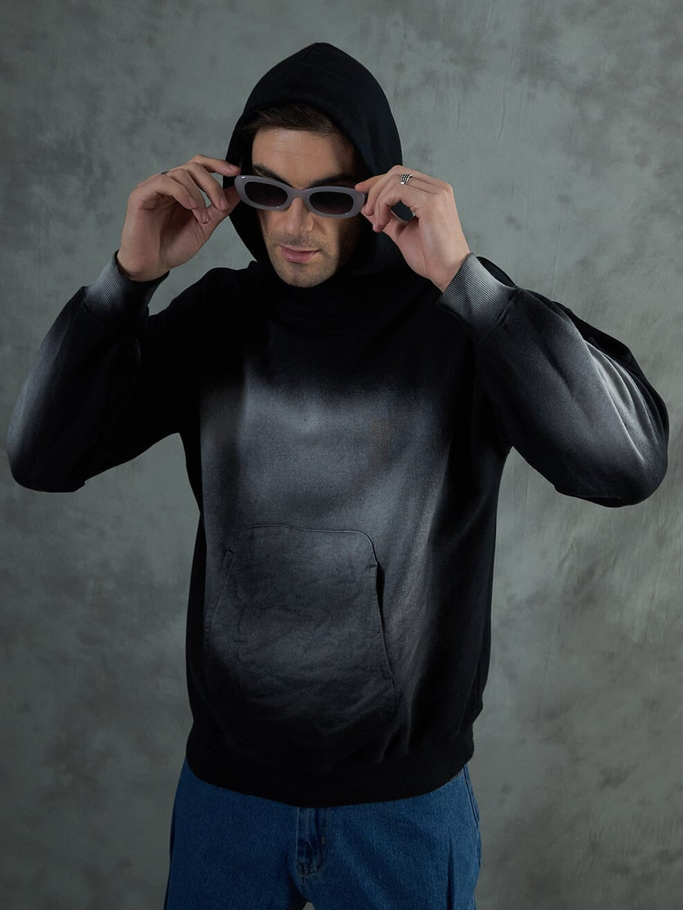 Black Smoke Dyed Oversized Hoodie