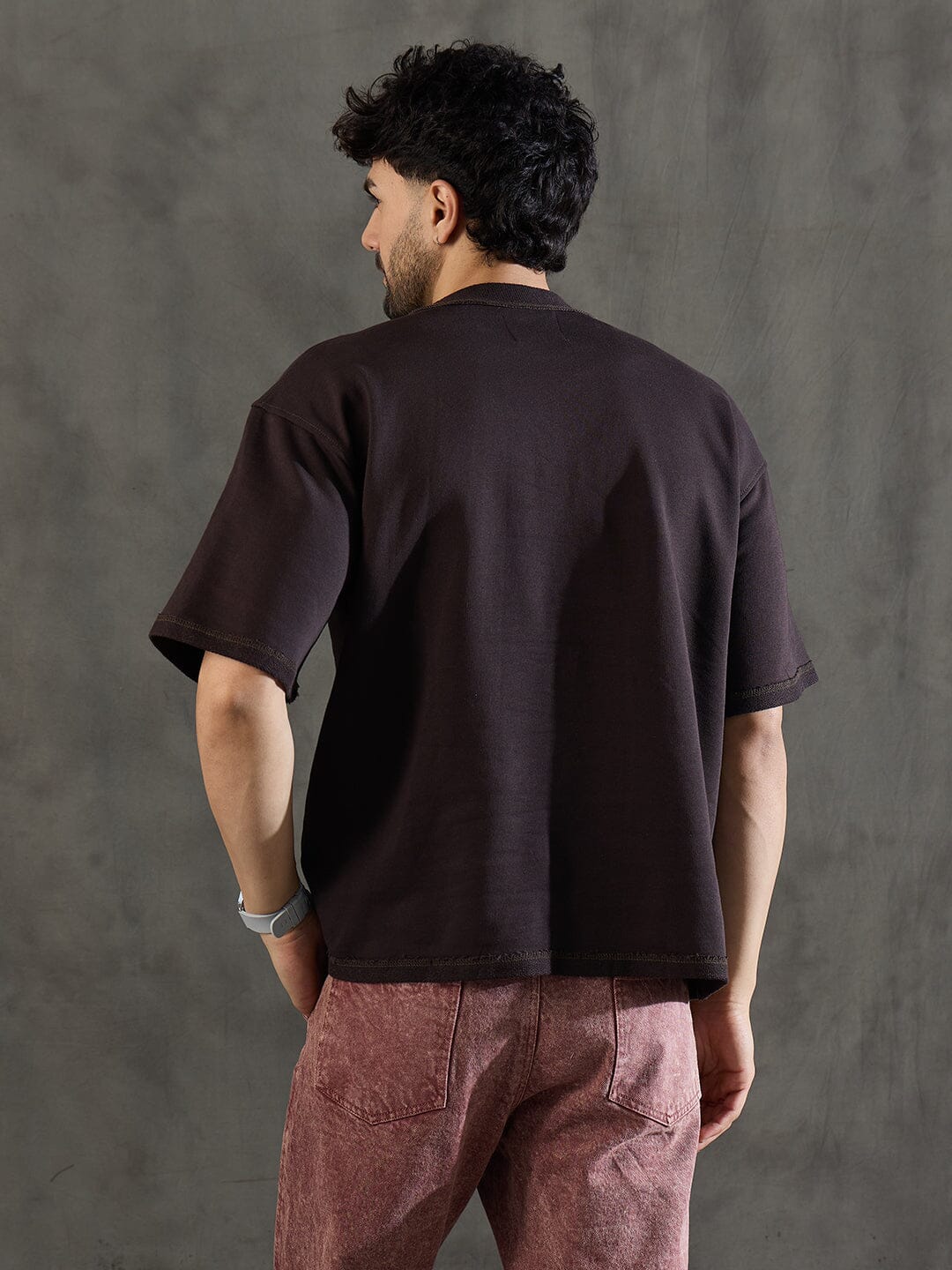 Brown Rib Cage Graphic Oversized Tshirt
