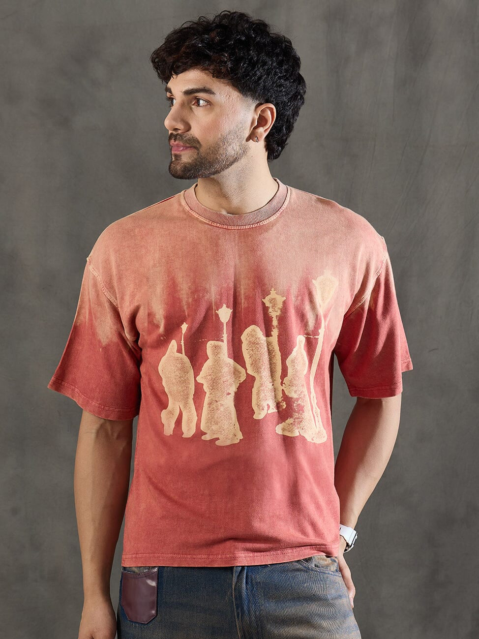 Rust Ombre Unknown Men Graphic Oversized Tshirt