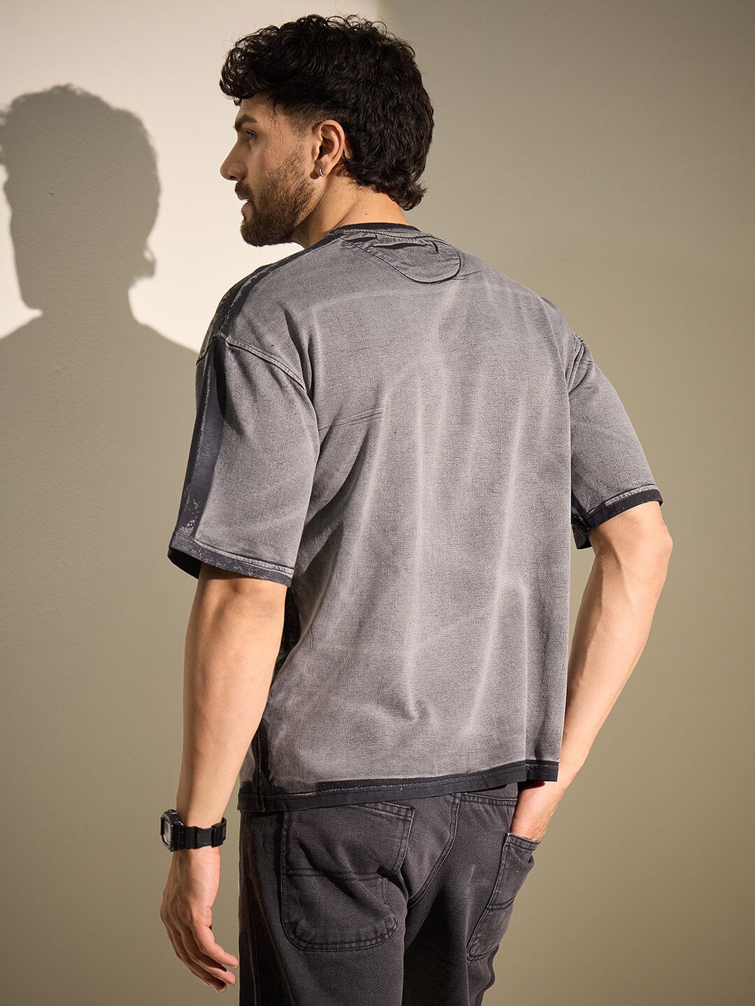 Black Scribble Art Spray Dyed Tshirt