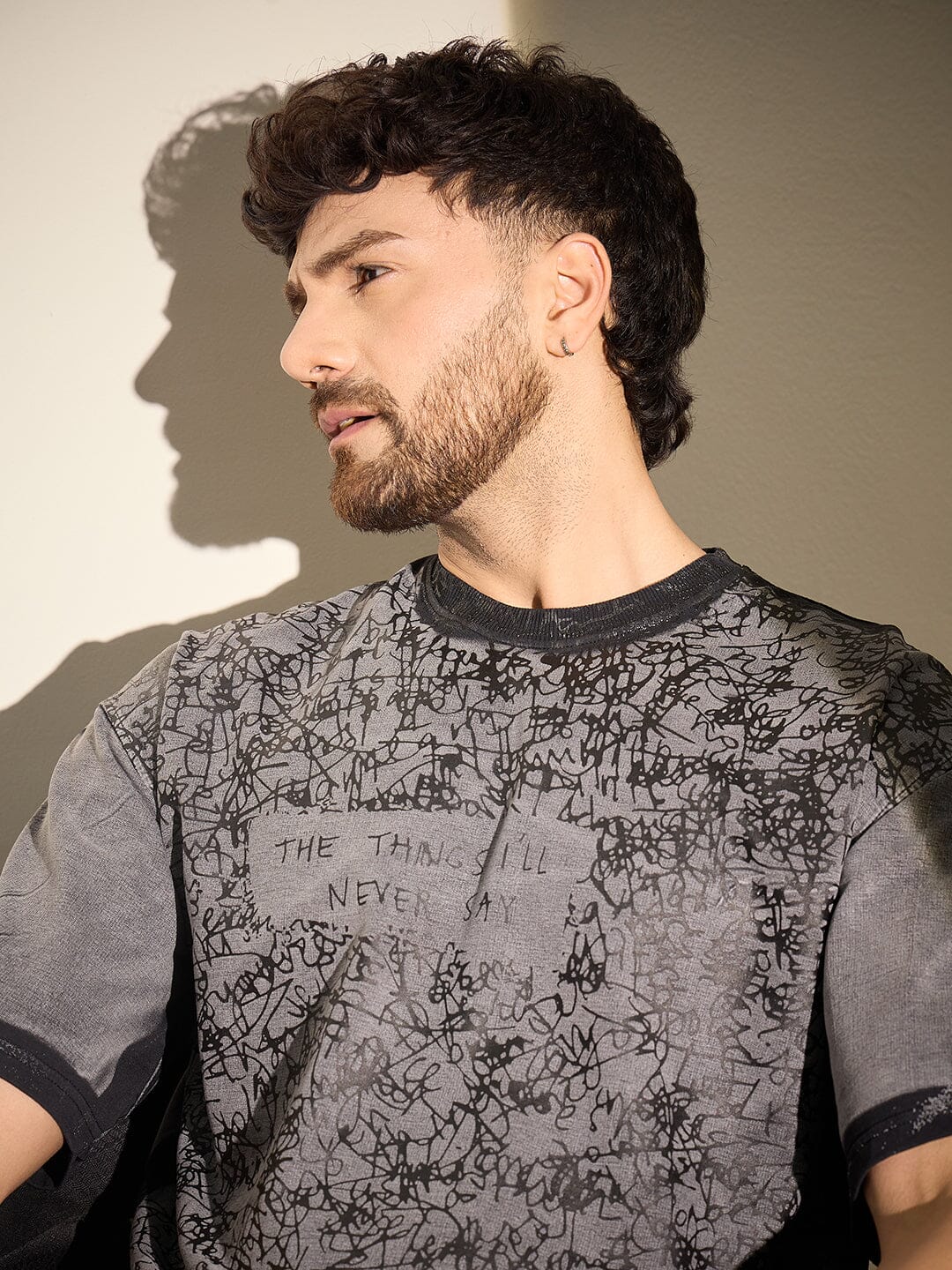 Black Scribble Art Spray Dyed Tshirt