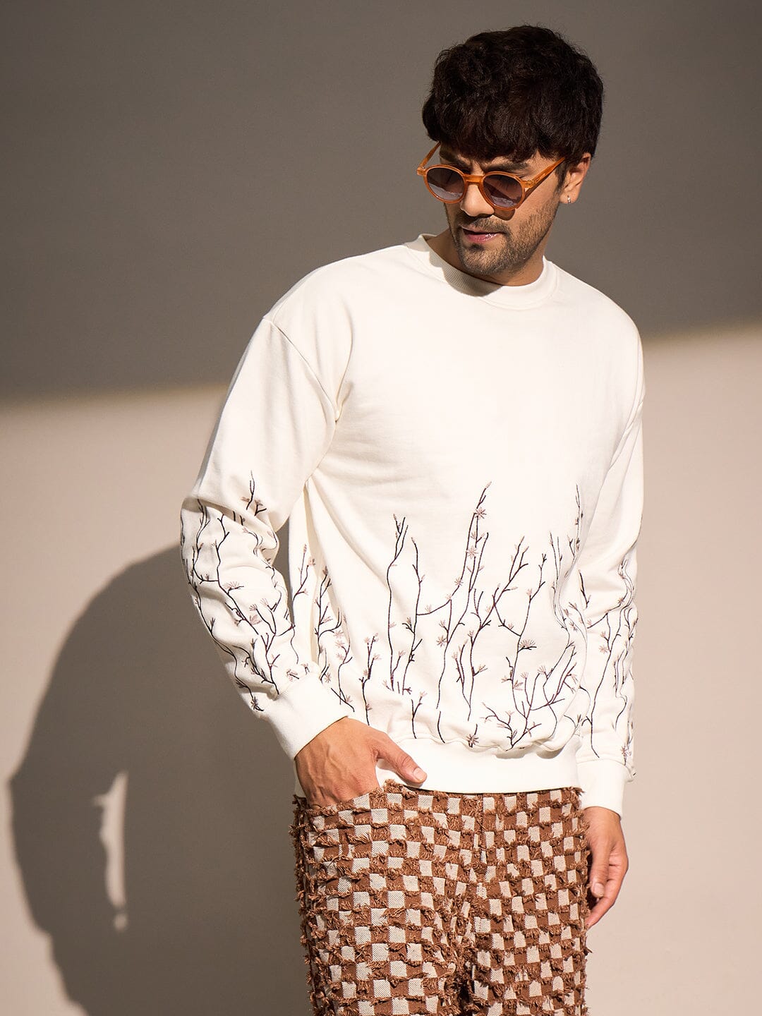 Ecru Embroidery Oversized Sweatshirt