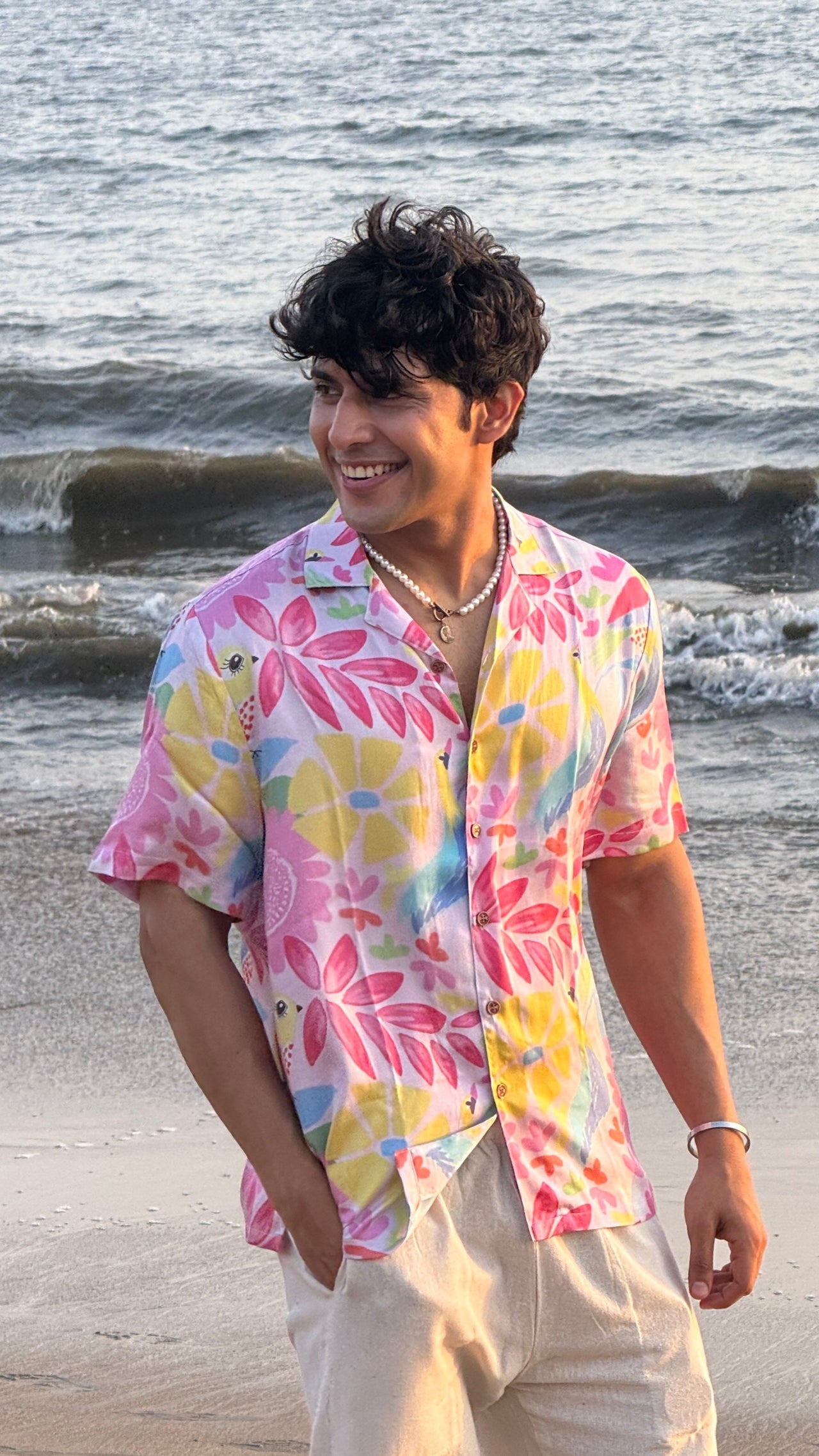 Birdsong Bliss Relaxed Fit Cuban Collar Shirt