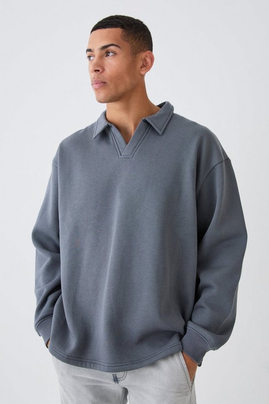 Oversized Revere Rugby Sweatshirt Polo