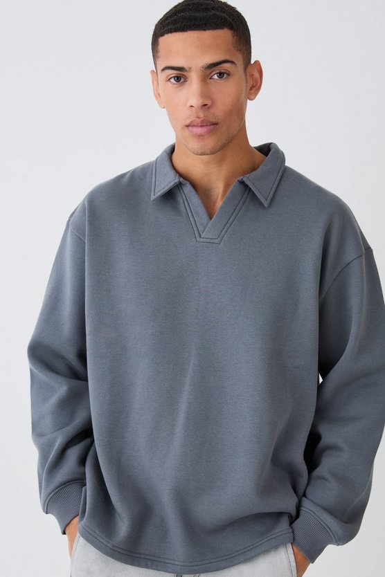 Oversized Revere Rugby Sweatshirt Polo