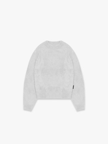 ESSENTIAL FURRY KNIT SWEATER - LIGHT GREY