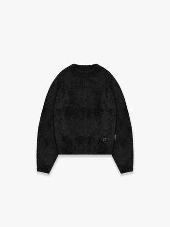 ESSENTIAL FURRY KNIT SWEATER - BLACK