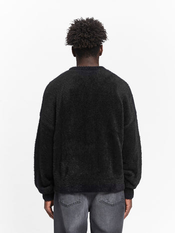 ESSENTIAL FURRY KNIT SWEATER - BLACK
