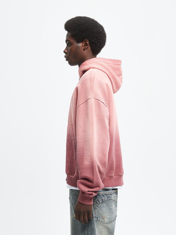 CONTRAST STITCH ZIP HOODIE - BORDEAUX