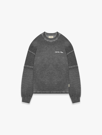 OIL WASHED WAFFLE LONGSLEEVE - VINTAGE GREY
