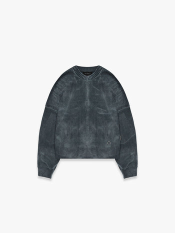 OIL WASHED NOIR KNIT SWEATER - VINTAGE BLACK