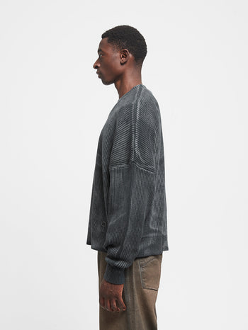 OIL WASHED NOIR KNIT SWEATER - VINTAGE BLACK