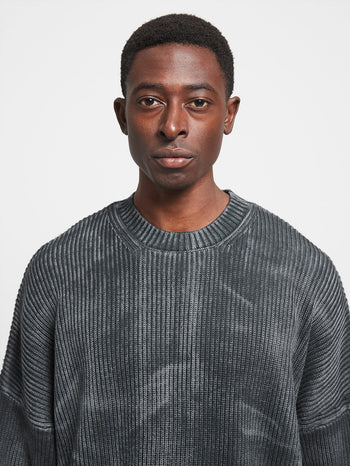 OIL WASHED NOIR KNIT SWEATER - VINTAGE BLACK