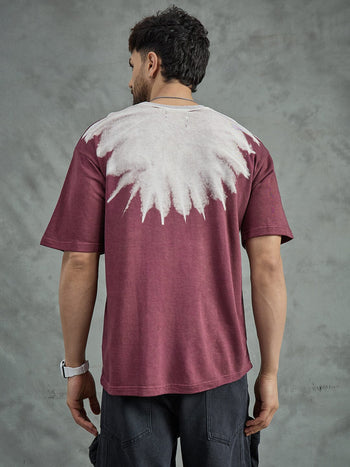 Heather Rose Ombre Star Embroidery Oversized T-shirt
