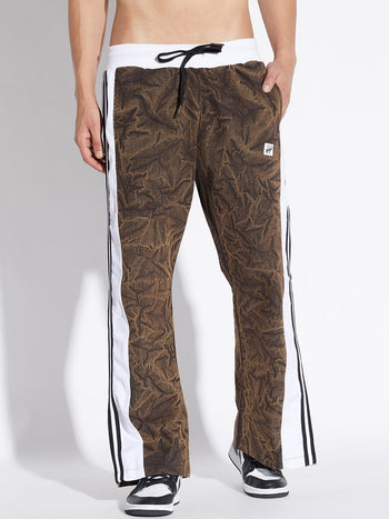 Brown Grunge Wash Snapbutton Trackpants