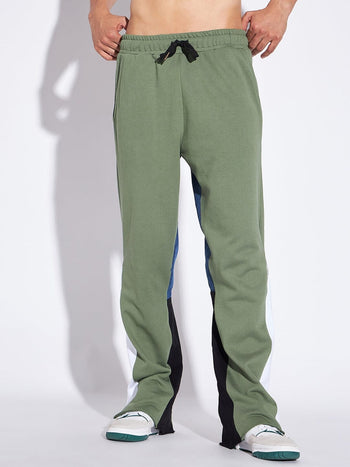 Denim Panel Flared Trackpant