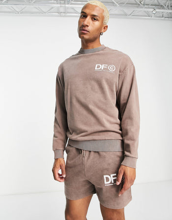 Dark Future co-ord oversized sweatshirt in washed brown