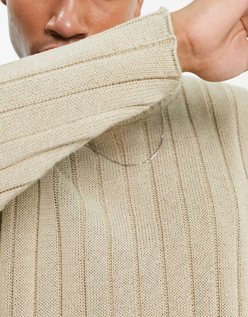 oversized wide ribbed jumper in oatmeal