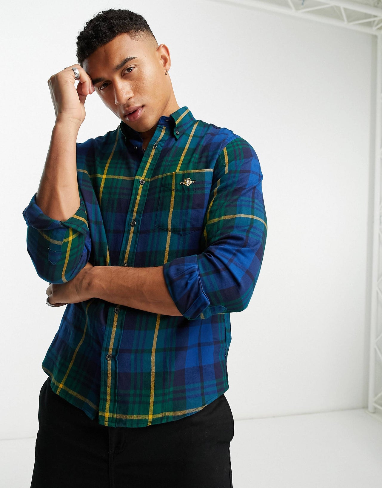 CHECK FLANNEL SHIRT REGULAR FIT IN DARK GREEN