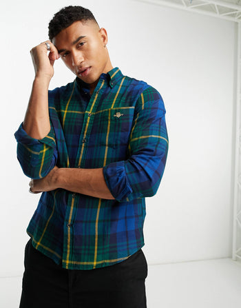 CHECK FLANNEL SHIRT REGULAR FIT IN DARK GREEN