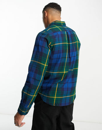 CHECK FLANNEL SHIRT REGULAR FIT IN DARK GREEN