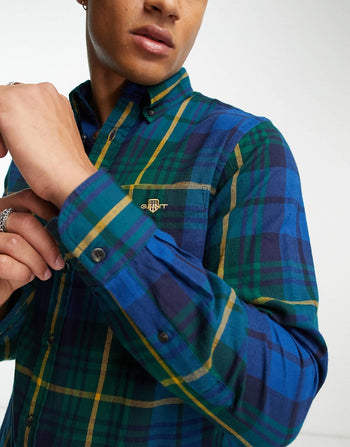 CHECK FLANNEL SHIRT REGULAR FIT IN DARK GREEN