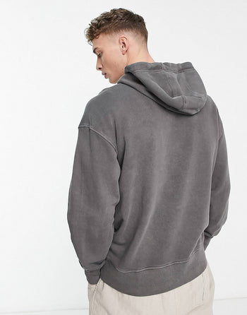 tiny centre flag logo hoodie in wash black