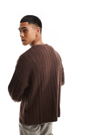 oversized compact knit smart cardigan in black