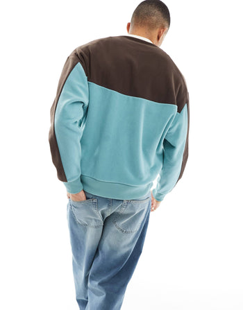 oversized sweatshirt in colour block polar fleece