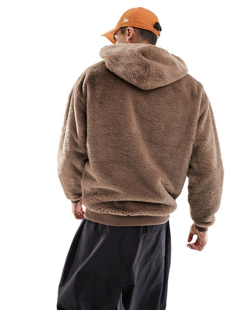 oversized hoodie in brown faux fur