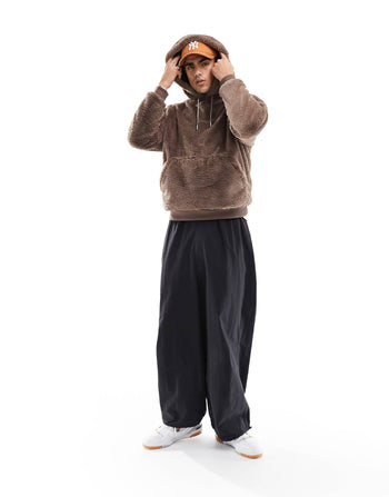 oversized hoodie in brown faux fur