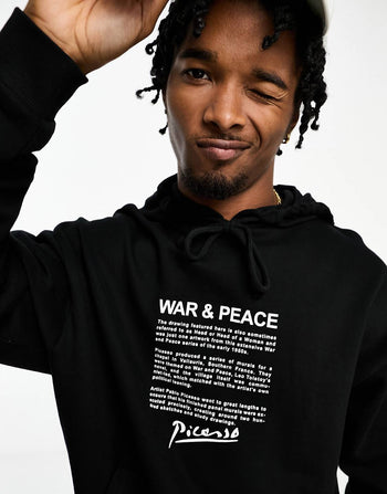 unisex license oversized hoodie with Picasso line drawing in black