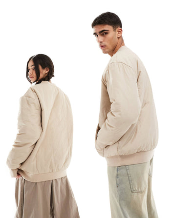 unisex oversized sweatshirt in beige with nylon detail