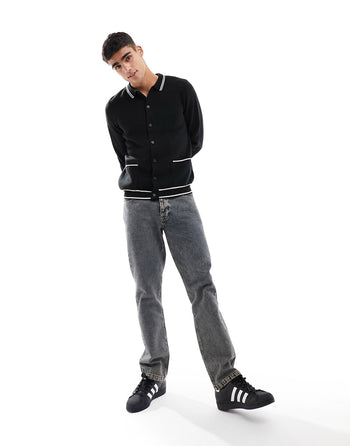oversized knitted wide ribbed jumper in brown