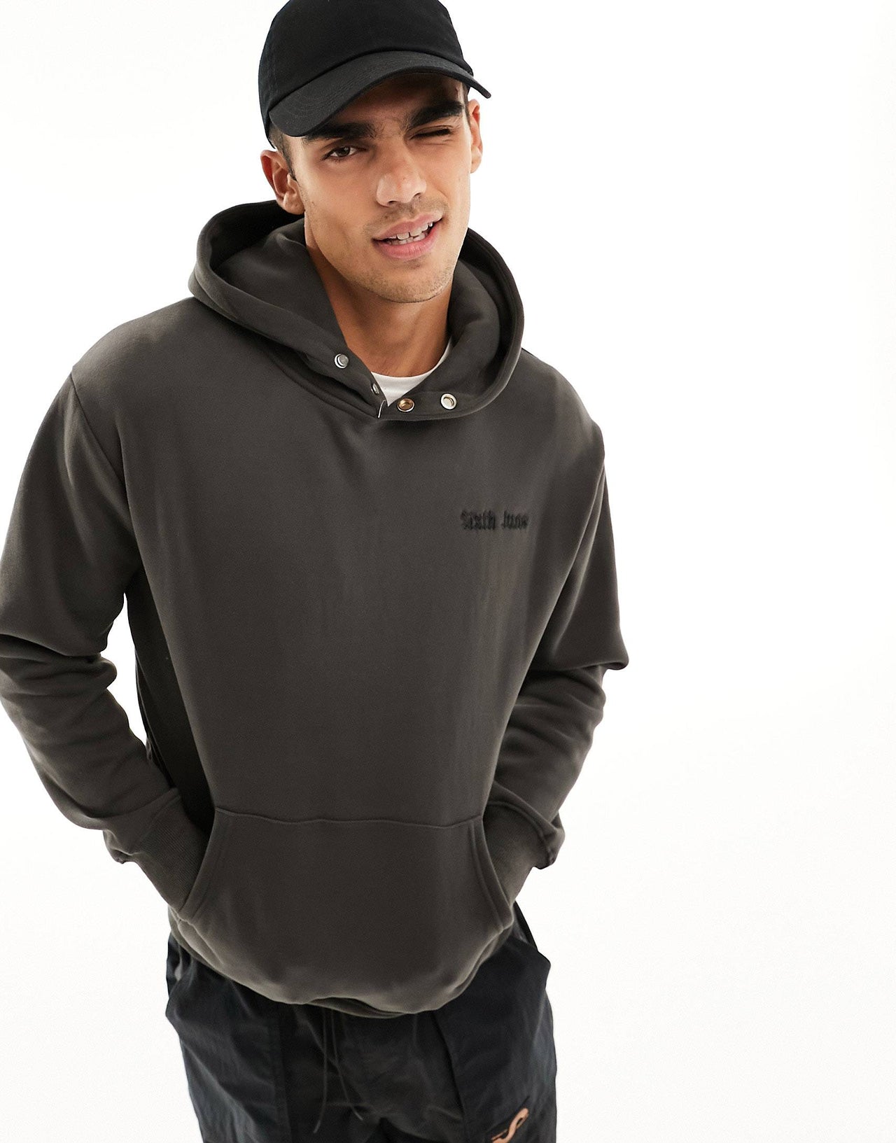 FEAR EMBROIDERED HOODIE IN GREY