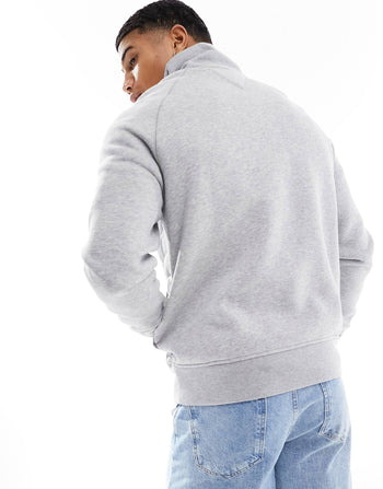 mix media half zip sweatshirt in light grey heather