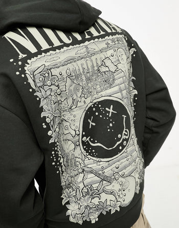 oversized hoodie with Nirvana Licence print in charcoal