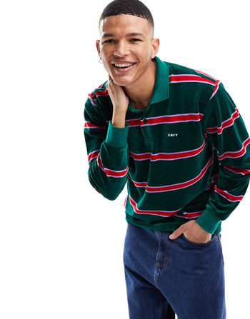 VELOUR POLO SHIRT IN GREEN