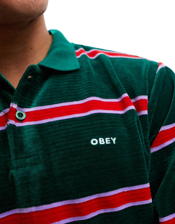 VELOUR POLO SHIRT IN GREEN