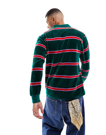 VELOUR POLO SHIRT IN GREEN