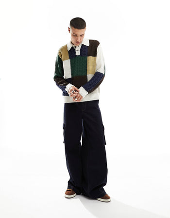 OLIVER PATCHWORK BUTTON UP KNIT IN MULTI