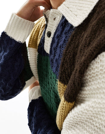 OLIVER PATCHWORK BUTTON UP KNIT IN MULTI