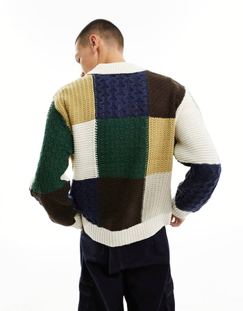 OLIVER PATCHWORK BUTTON UP KNIT IN MULTI