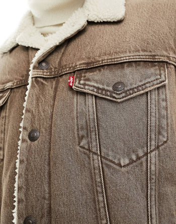 SHERPA TRUCKER DENIM JACKET IN TAN