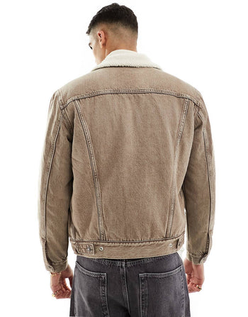 SHERPA TRUCKER DENIM JACKET IN TAN