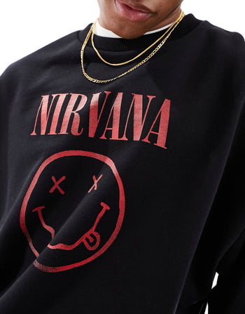 unisex oversized sweatshirt with Nirvana graphics in black