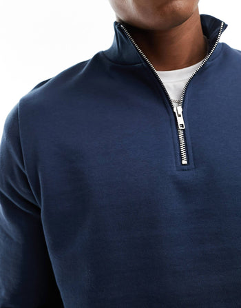 sweatshirt with half zip in blue
